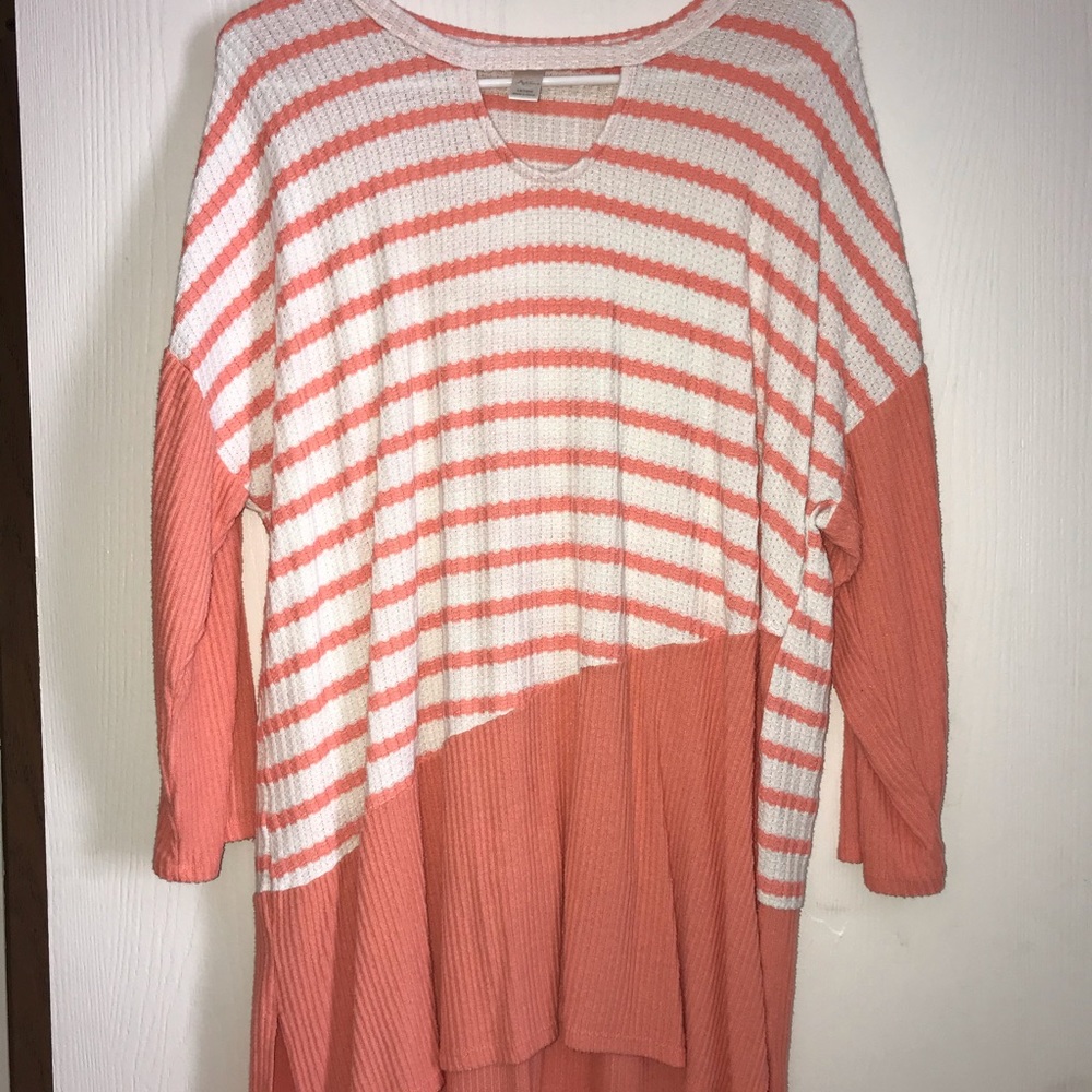 Peach striped 3/4 sleeve